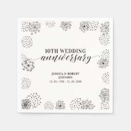モダンブラック 10周年結婚記念日パーティー スタンダードカクテルナプキン