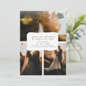 モダンブラック 3枚の写真で魅せる ミニマルな招待状 セーブザデート (スタンド正面)