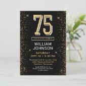 モダンブラック 75歳の誕生日 招待状 (スタンド正面)