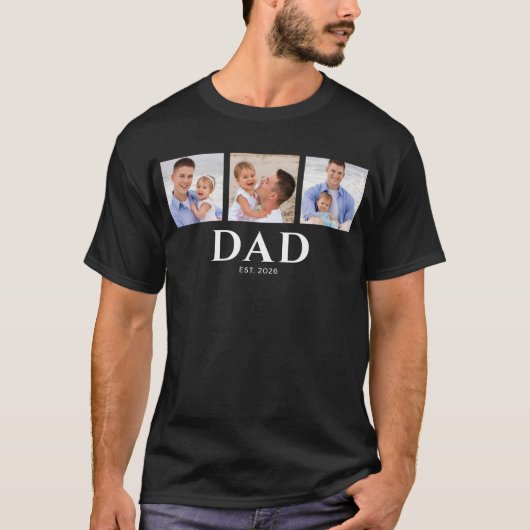 モダンブラック Dad Established 3 写真 Tシャツ (正面)