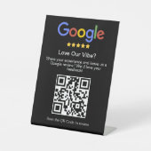 モダンブラック GoogleレビューカスタムQRコード 台座サイン (正面)