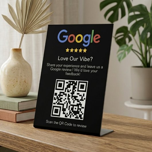 モダンブラック GoogleレビューカスタムQRコード 台座サイン