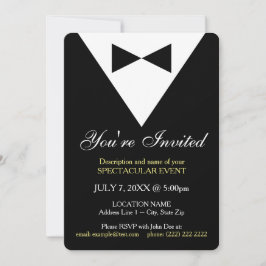 モダンブラックTuxフォーマル招待状ミニマルデザイン 招待状