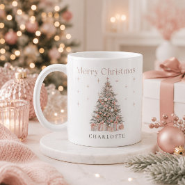 モダンブラッシュクリスマスツリー - オーダーメイド ホリデー コーヒーマグカップ