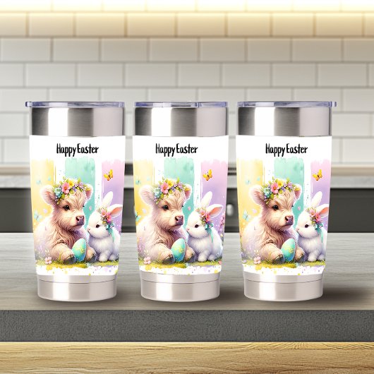 モダンブラッシュストロークイースターハイランドカウズ20oz 保温保冷タンブラー