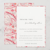 モダンブラッシュパイсли Typographic ブライズシャワー サンキューカード (正面/裏面)