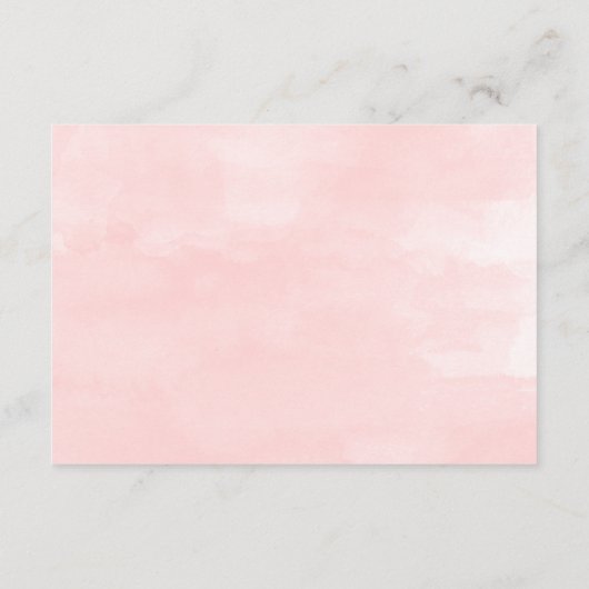 モダンブラッシュピンクの水彩画ウェディングレセプション エンクロージャーカード (裏面)