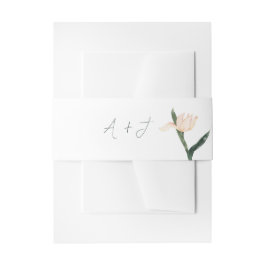 モダンブラッシュピンクの花柄 招待状ベリーバンド