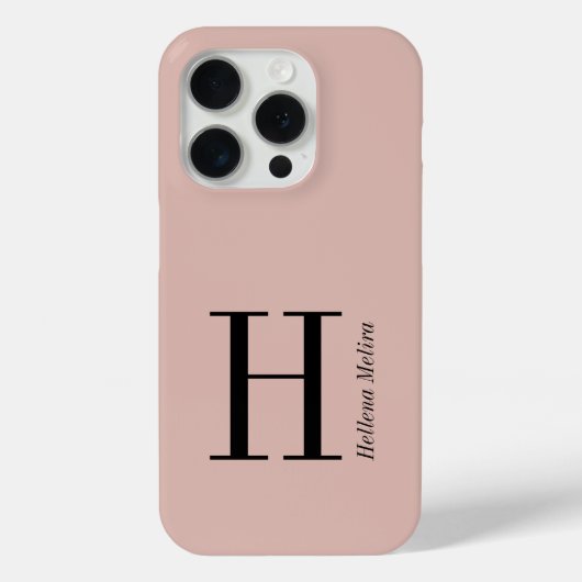モダンブラッシュピンクブラックモノグラム名 Case-Mate iPhoneケース (裏面)