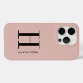 モダンブラッシュピンクブラックモノグラム名 Case-Mate iPhoneケース (裏面 (横))