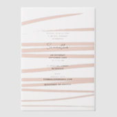 モダンブラッシュピンクラインズ抽象アート ブライダルシャワー ベラム紙招待状 (正面)