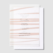 モダンブラッシュピンクライン アブストラクトアート ブライダルシャワー ベラム紙招待状 (オフセット)