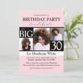 モダンブラッシュピンク フォト 30歳の誕生日招待状 招待状 (スタンド正面)