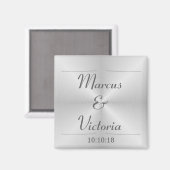 モダンブラッシュメタルウェディング マグネット (正面/裏面)