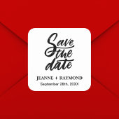 モダンブラッシュレタリングのカスタム結婚式Save the Date スクエアシール