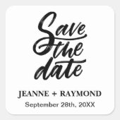 モダンブラッシュレタリングのカスタム結婚式Save the Date スクエアシール (正面)
