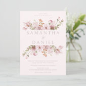 モダンブラッシュ＆ダスティーローズフラワーウェディング 招待状 (スタンド正面)