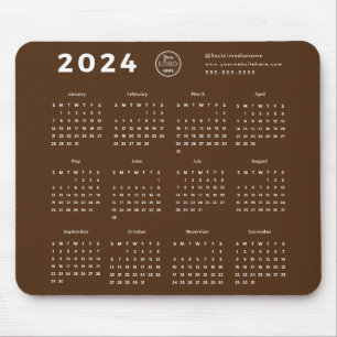 モダンブランディングダークブラウン2024カレンダーロゴ マウスパッド