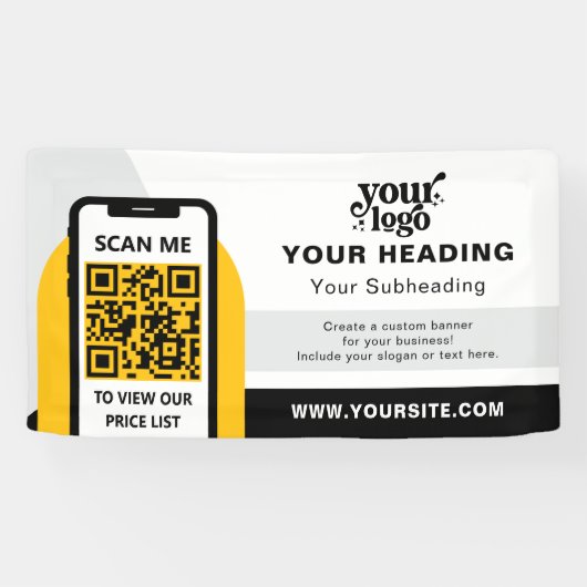 モダンブランディングプロフェッショナル広告のQRコード 横断幕 (横)