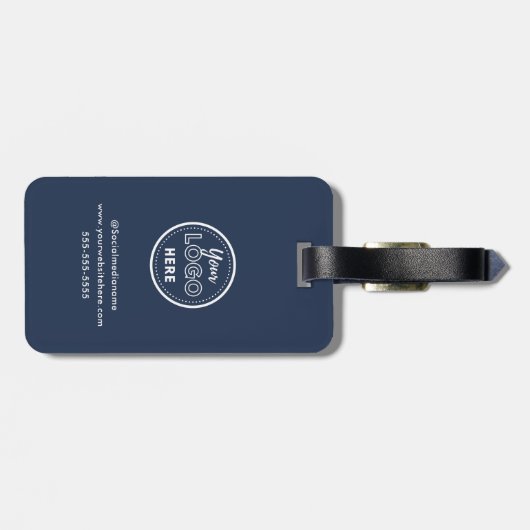 モダンブランディングミニマル海軍ブループロモロゴ ラゲッジタグ (裏面横)