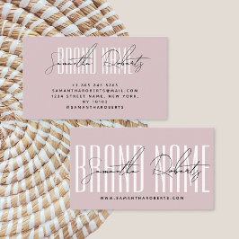 モダンブランド名をピンクにエレガント追加 名刺