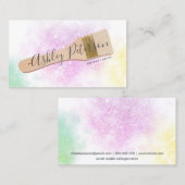 モダンブラ絵を描シアーティストのフォトピンクグリッター 名刺 (正面/裏面)