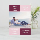 モダンブルゴーニュと赤面色ブ結婚ロック セーブザデート (スタンド正面)