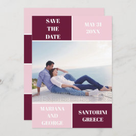 モダンブルゴーニュと赤面色ブ結婚ロック セーブザデート