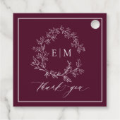 モダンブルゴーニュの葉冠モノグラム結婚の フェイバータグ (裏面)