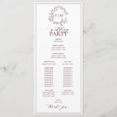 モダンブルゴーニュの葉冠モノグラム結婚の プログラム (裏面)