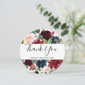 モダンブルゴーニュフローラウォーター結婚カラー サンキューカード (スタンド正面)