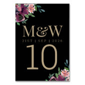 モダンブルゴーニュフローラブラック金ゴールド結婚ズ テーブルナンバー (裏面)