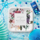 モダンブルゴーニュフローラ結婚ズ ペーパープレート (パーティー)