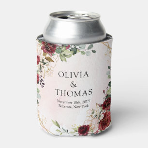 モダンブルゴーニュフローラ金ゴールド幾何学模様 缶クーラー