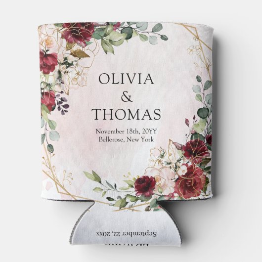 モダンブルゴーニュフローラ金ゴールド幾何学模様 缶クーラー (裏面)