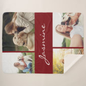 モダンブルゴーニュ写真コラージュ犬 シェルパブランケット (正面(横))