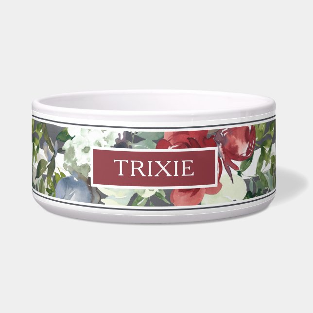 モダンブルゴーニュ白バラ水色名 ボウル (正面)