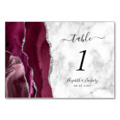 モダンブルゴーニュ銀のアゲート大理石結婚の テーブルナンバー (正面)