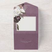 モダンブルゴーニュ&ホワイト牡丹&バラQRコード オールインワン招待状 (外側)