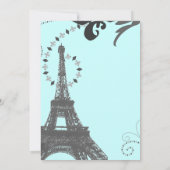モダンブルーのエッフェル塔 ヴィンテージ パリ ウェディング 招待状 (裏面)