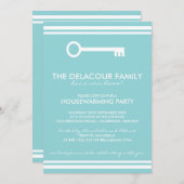 モダンブルーの新居パーティー招待状 招待状 (正面/裏面)