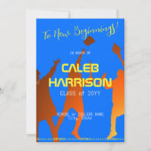 モダンブルーの最新テクノロジー卒業式 招待状 (正面)