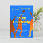 モダンブルーの最新テクノロジー卒業式 招待状 (スタンド正面)