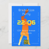 モダンブルーの最新テクノロジー卒業式 招待状 (裏面)