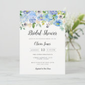 モダンブルーの花柄の結婚式前ウェディングシャワーカード 招待状 (スタンド正面)