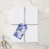 モダンブルーの花柄感謝カード ギフトタグ (より糸付き)