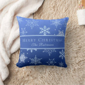 モダンブルーの雪の結晶 クッション (ブランケット)