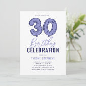 モダンブルーの30歳の誕生日パーティー 招待状 (スタンド正面)