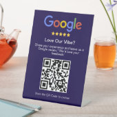 モダンブルーのGoogleレビューカスタムQRコード 台座サイン (インサイチュ)