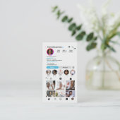 モダンブルーのInstagramカスタムソーシャルメディアQRコード 名刺 (スタンド正面)